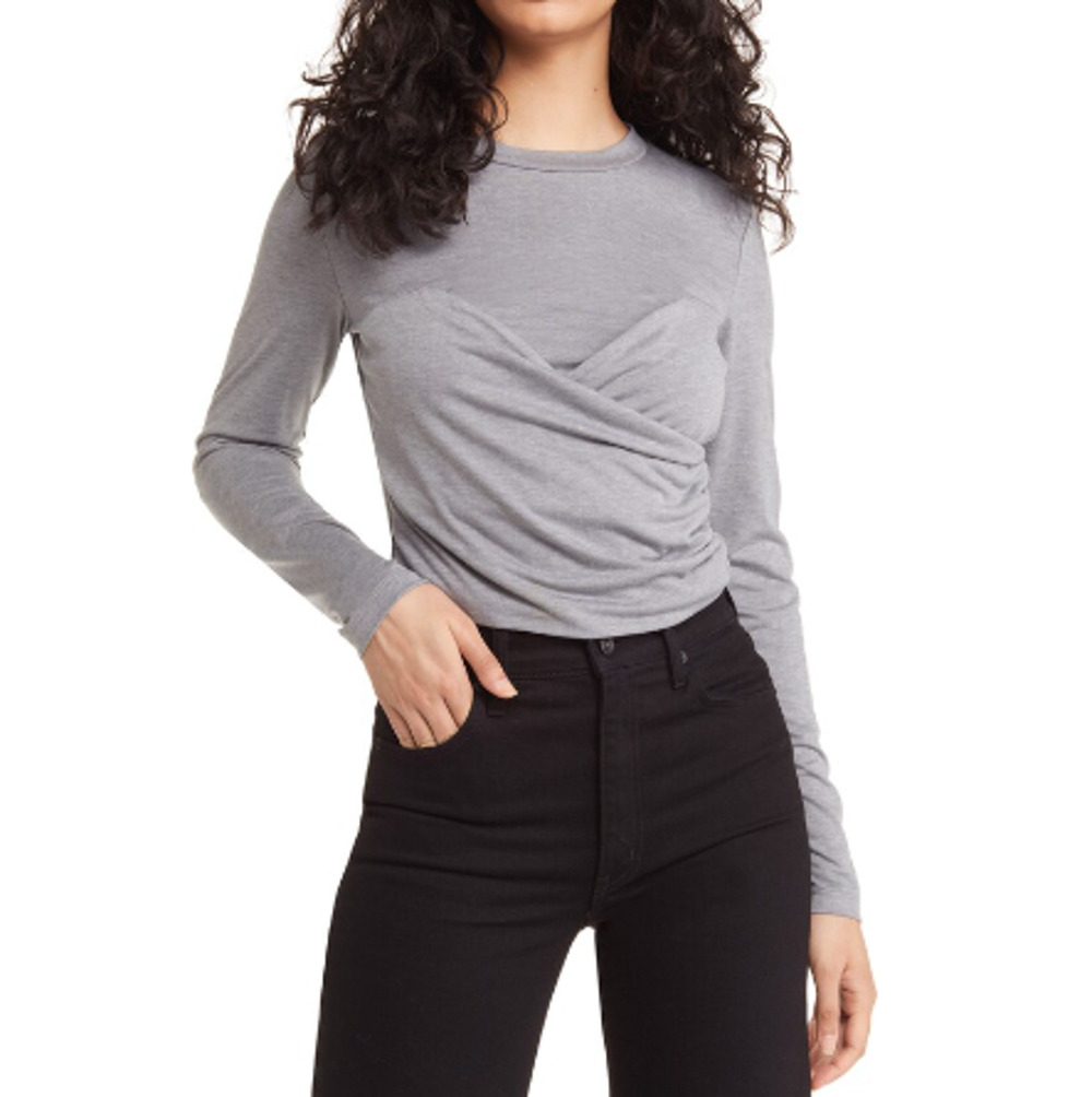 New VERO MODA ~ Nelly Ruched Knit Top Size Small Viscose blend Wrap Y2K